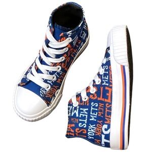 Youth New York‎ Mets FOCO Navy High Top Canvas AOP Sneakers Size 11-12 Youth